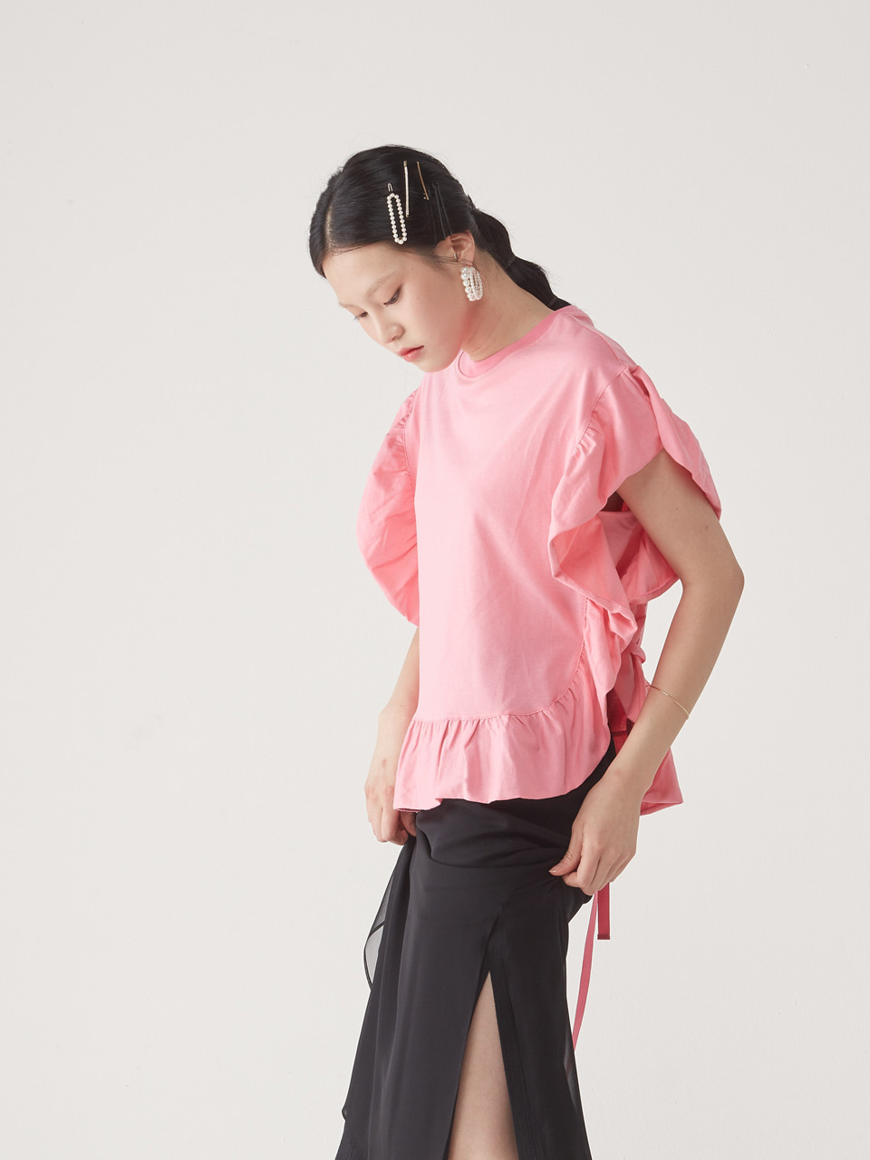 [20% SALE] FRILL TEE _ PINK